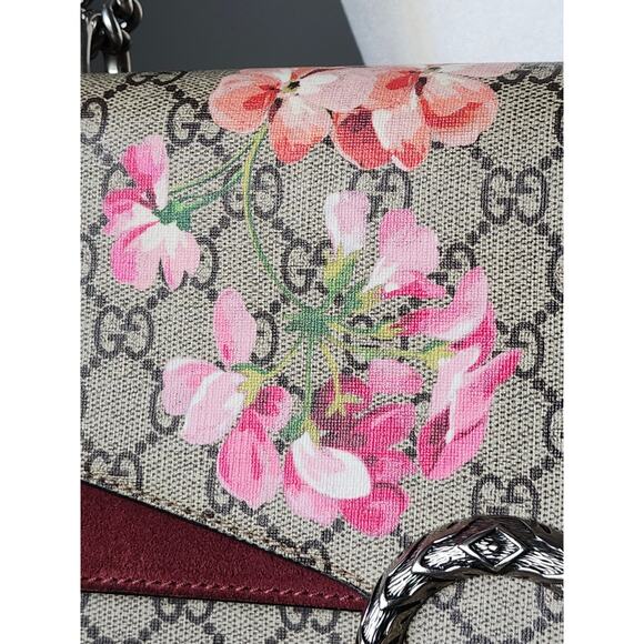 Gucci Dionysus Blooms Floral GG Supreme Canvas Shoulder Bag Medium Silver Chain - Picture 15 of 16